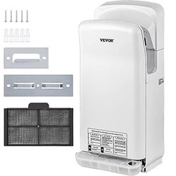 VEVOR Sèche-Mains Automatique 2000W Sèche Main Air Pulsé Électrique Commercial ABS Super Puissant Filtration HEPA 43℃ Moteur à Balais Carbone pour Sécher Séchage Mains Toilettes 290x220x685 mm Blanc