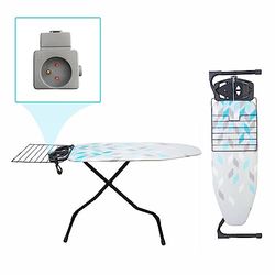 YORK Mono Aurora Mint Foldable Ironing Board, Ironing Table - Sturdy, Adjustable with Large Work Surface for Perfect Results - Includes Metal Shelves and Cable Holder - Space Saving Design