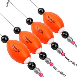THKFISH Flotteur Peche en Mer Bouchon Peche Flotteurs Pondérés Popping Cork Bouchon de Peche Truite 4 Pièces Orange-21g