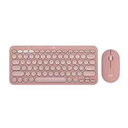 Logitech Pebble Keys 2 K380s, Multi-Device Bluetooth Wireless Keyboard + Pebble Mouse 2 M350s Slim Bluetooth Wireless Mouse, QWERTY UK - Rose