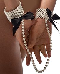 Poupée Marilyn Manette erotiche da donna con cordino di perle "Perle della notte" Braccialetti di perle Fiocchi in nastro di raso