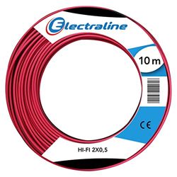 Electraline 90637015D - Bobina di cavo hi-fi, rosso, nero, 10 metri