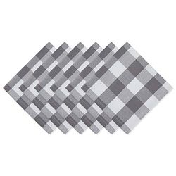 DII Buffalo Check Collection, Classic Farmhouse Tabletop Set, Napkin Set, 20x20, Gray & White, 6 Piece