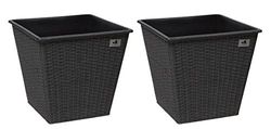 GARTENFREUDE 2 pezzi da 31 litri fioriere fioriere fioriera vaso per fiori ecc. Realizzati in polyrattan 32 x 32 x 32 cm, vaso in plastica impermeabile, antracite