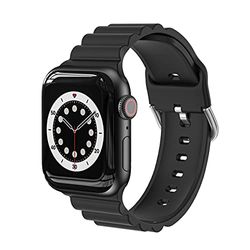 Armband compatibel met Apple Watch armband 38 mm 40 mm, 41 mm, 42 mm, 44 mm, 45 mm, siliconen armband, compatibel met iWatch SE/Series 7 6 5 4 3 2 1, 38 mm/40 mm/41 mm (zwart), zwart., 38mm/40mm/41mm