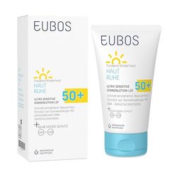 EUBOS | Lozione solare ultra sensibile SPF 50+ – impermeabile, corallo, senza emulsionanti, per bambini e pelle del bambino, protegge dai raggi UV e dalle irritazioni, 150 ml