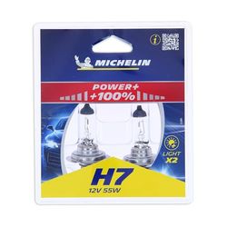 MICHELIN 2 Ampoules H7 POWER+80% 55W, Lampes automobiles pour feux de route, de croisement et antibrouillard, Haute Luminosité