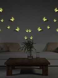 Ambiance Sticker 3D Butterflies Fluorescent Parete, Vinile, Fosforesente, 12 Adesivi