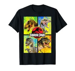 Jurassic Park Four Different Dinosaur Faces Maglietta