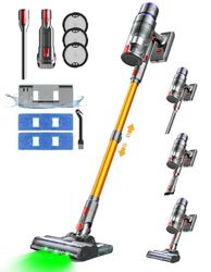 VACTechPro 70 min/45 kPa/550 W draadloze stofzuiger, krachtige V15MOPX vloerstofzuiger, 6-in-1 draadloze elektrische bezem, gemakkelijk vlekken te verwijderen