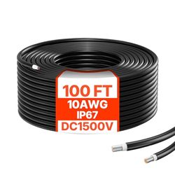 VEVOR 100FT solpanel förlängningskabel, 10AWG solförlängningskabel, 6 mm² IP67 vattentät PV-kabel för solmoduler hemma, på fartyg och husbilar, svart