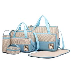 Miss Lulu Totes 5 stks Baby luier veranderende multifunctionele luier Messenger ziekenhuis moederschap polyester tas (Blauw)