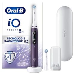 Oral-B iO 8N Brosse À Dents Électrique Violette connectée Bluetooth, 2 Brossettes, 1 Étui De Voyage