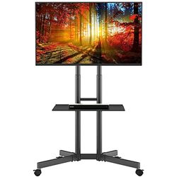 BONTEC TV Standaard Verrijdbaar voor 32-85 inch LCD LED plasma TV, TV Standaard Wieltjes tot 60kg, TV trolley op Wielen Max VESA 600x400mm