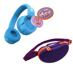 Kekz zestaw startowy Premium Blue: słuchawki z ciasteczkami, w tym Cookie Crew, radio Play i etui podróżne Wunderkekz i KEKZ Bean (fioletowe), słuchawki dla dzieci, słuchawki podróżne do podróży i