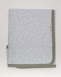 Ti TIN | zachte, absorberende babydeken, 80 x 75 cm | kruipdeken van 100% katoen met dubbellaagse stof, babydeken voor de auto, wieg, kinderwagen, babyzitje, etc, motief: speelplezier, kleur: grijs