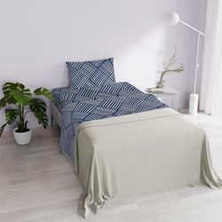 Italian Bed Linen DAFNE Printed Bedding Set, Microfibre, Citylif Blue, Queen Size