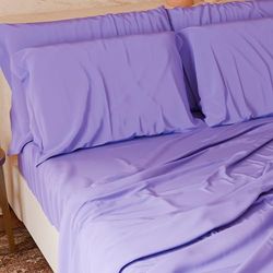 PETTI Artigiani Italiani - 3-delige beddengoedset voor Frans bed, zacht en ademend, beddengoedset met bovenlaken, hoeslaken met elastische hoeken en 1 kussensloop paars