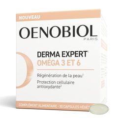 Oenobiol Derma Expert - Oméga 3 et 6 - Régénération de la Peau - Complément Alimentaire - 30 Capsules Végétales
