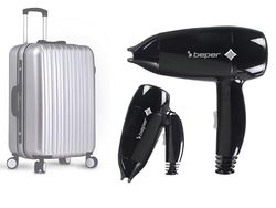 BEPER P301ASC100 Phon da viaggio, 1200W, Asciugacapelli pieghevole, 3 Temperature, 2 Velocità, Phon Piccolo e Leggero, Nero