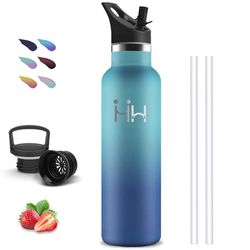 Borraccia Termica, Borraccia 1 litro, Senza BPA, Borraccie con Cannuccia, Senza Perdite, Bottiglie Acciaio Inox, Borracce Termiche, Acciaio Inossidabile 18/8, per Campeggio, Viaggio, Fitness, Yoga