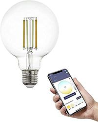 EGLO connect.z Smart Home LED lamp E27, G95, ZigBee, app en spraakbesturing, dimbaar, lichtkleur instelbaar, 700 Lumen, 6 W, vintage gloeilamp helder