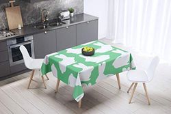 Bonamaison Kitchen Decoration, Tablecloth, Petrol Green, White, 140 x 140 Cm - Designed and Manufactured in Turkey