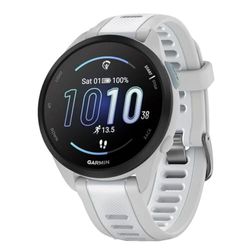 Garmin Forerunner 165, Lichtgewicht GPS hardloophorloge, AMOLED Beeldscherm, Nauwkeurig tempo, afstand en hartslag, aanpasbare trainingsschema's, tot 11 dagen batterij, Whitestone