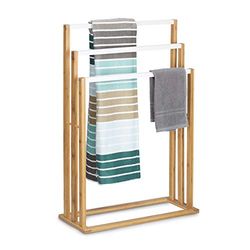 Relaxdays 10020308 Porte-serviettes avec 3 barres en bambou 82 x 54 x 24 cm, Marron