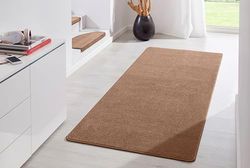 HANSE Home Tapis d'intérieur Fancy - Tapis de Salon uni Moderne en Velours pour Salle à Manger, Salon, Chambre d'enfant, Couloir, Chambre à Coucher, Cuisine - Marron, 80 x 200 cm