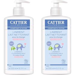 Cattier Liniment lait nettoyant bébé pour le change bio 500ml (Lot de 2)
