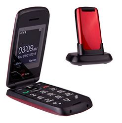 TTfone Star Big Button Simple Easy To Use Flip Mobile Phone Pay As You Go (Giff Gaff PAYG, Red)