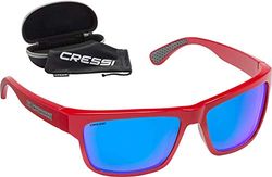 Cressi Ipanema Óculos de sol desportivos para adultos, unissexo, vermelho/lentes espelhadas azuis, tamanho único