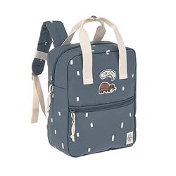 LÄSSIG Children's Backpack with Chest Strap Nursery Bag Nursery Backpack 27 cm, 4.5 Litres Top, 1.5 Litre Bottom, 3 Years Mini Backpack Happy Prints Dark Blue, darkblue, 27 cm, Children's backpack