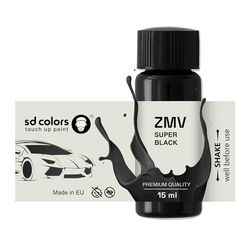 SD COLORS SUPER BLACK ZMV New Touch Up Paint 15 ML REPAIR SCRATCH CHIP BRUSH COLOR CODE ZMV SUPER BLACK (JUST PAINT)