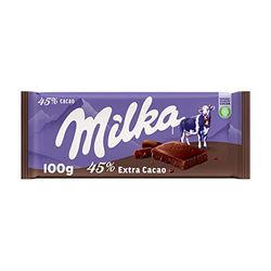 Milka Extra Cacao Tableta de Chocolate con Leche de los Alpes con 45% Cacao 100g