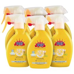 Prep SPF30 Solar Trigger, 30SPF Solar Cream med E-vitamin och Glycerin, Solskydd, UVA- och UVB-strålar, Storlek 6 förpackningar med 200 ml