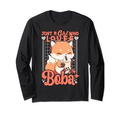 Fox Boba Kawaii Bubble Tea Red Fox Anime Neko Ragazze Maglia a Manica