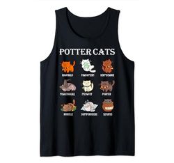 Potter Cats Rawnald Pawdamori Hermeownie Mewonagall Meowfoy Camiseta sin Mangas