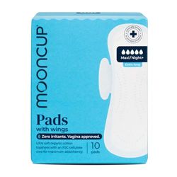 Mooncup® Maxi/Night+ Flow Pads with Wings, Ultra Soft Organic Cotton, 10 Pads