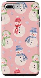 Pink Watercolor Snowman Cute Christmas Pattern Snowman Cute Case for iPhone 7 Plus/8 Plus
