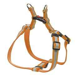 CHAPUIS SELLERIE Réfléchissant Harnais/Sangle Réglable en Simili-Cuir pour Chien Orange 20 mm x 40-60 cm Taille M
