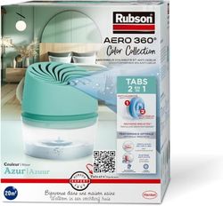 Rubson | Absorbeur d'Humidité Aero 360° Couleur Azur (1 appareil + 1 recharge de 450 g) – Absorbeur anti-humidité pour pièce jusqu'à 20 m² – Déshumidificateur d'air anti-odeur et anti-moisissure
