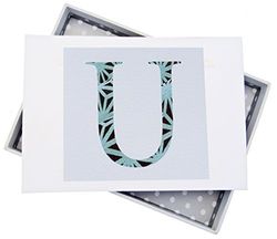 White Cotton Cards Alphabetics Initiale U Mini Album Photo, Multicolore