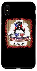 All American Nana Patriotic Messy Bun Usa Flag 4th of July Custodia per iPhone XS Max