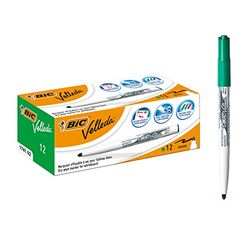 BIC Velleda 1741 Pennarelli Per Lavagna Bianca Con Punta Media Tonda - Verdi, Confezione Da 12