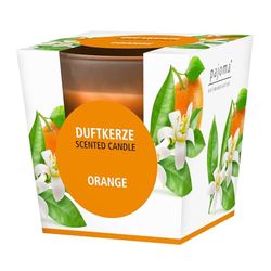 pajoma® doftljus, orange – i satinerat glas | 120 g vaxvikt, brinntid: 25 timmar, i elegant presentförpackning | premiumkvalitet