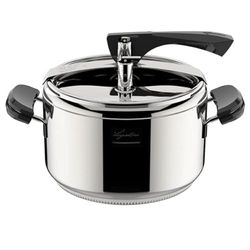 Lagostina Drucktopf La Classica Lagofusion, Drucktopf Ø 22 cm, Fassungsvermögen 5 l, mit Korb, Rezeptar und Ökodose, Griffe aus Bakelit, Gewichtsventil und Lagofusion