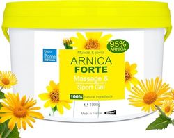 Arnica Gel Forte, Massima Concentrazione, Concentrato 95% di Estratto di Arnica BIO, Gel Massaggi Muscolari e Articolari, Idratante per la Pelle 1000 g