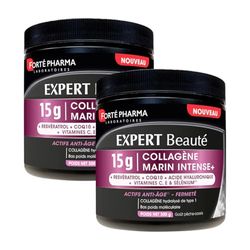 Forté Pharma - Expert Beauté Collagène Marin Intense+ 15g - Actifs anti-âge, Fermeté - Collagène marin hydrolysé type 1, Resvératrol, CoQ10, Acide hyaluronique - Lot de 2-3 cuill./jour, 40 jours